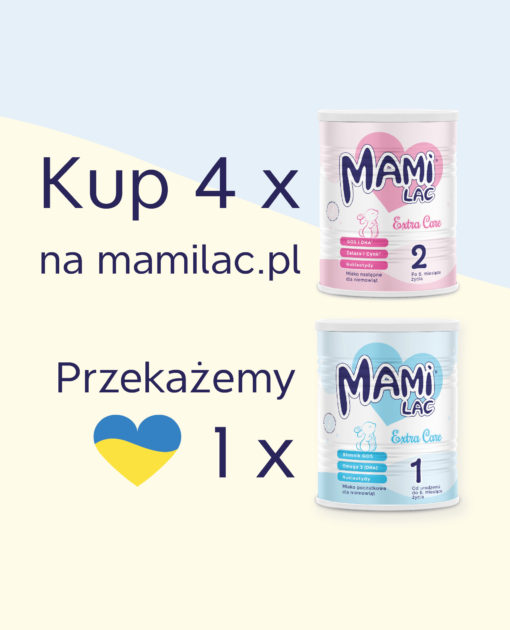 Mami Lac 2 Extra Care to mleko następne dla niemowląt powyżej 6 miesiąca życia. Promocja pomoc dla Ukrainy.