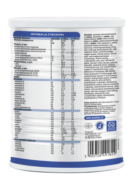 Mamilac Premium 1 mleko początkowe od urodzenia. Polski produkt.