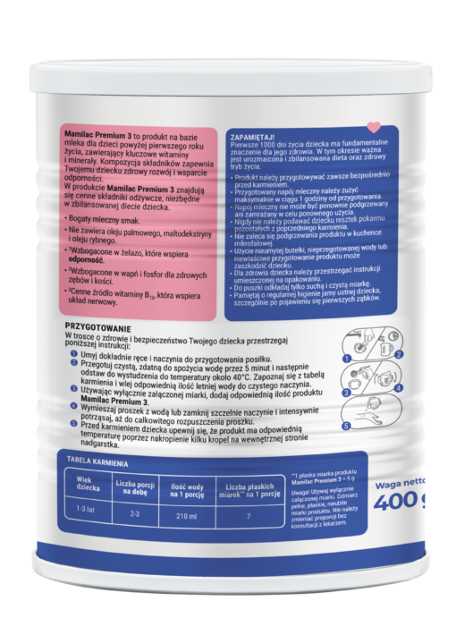 Mamilac 3 Premium mleko odżywcze dla dzieci po 1 roku życia. Polski produkt.